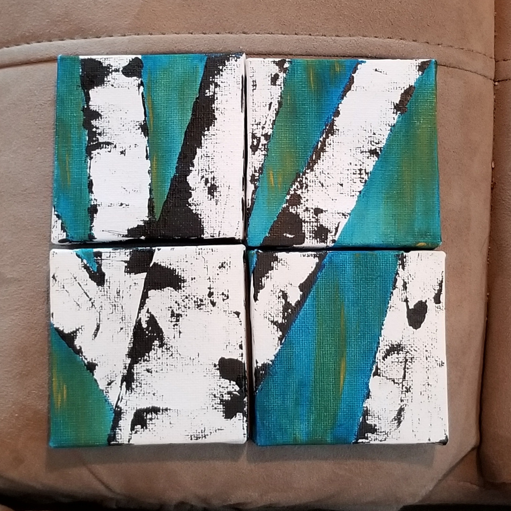 Original 4-panel 6x6" Painting Birch